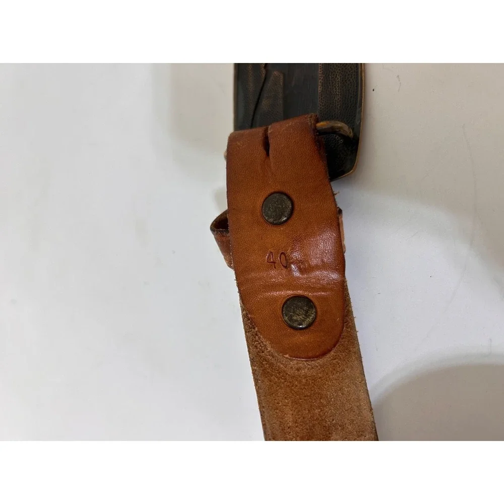 Tool Craft Top Grain Cowhide Leather Carved Tooled Belt Size 40 Brass Buckle